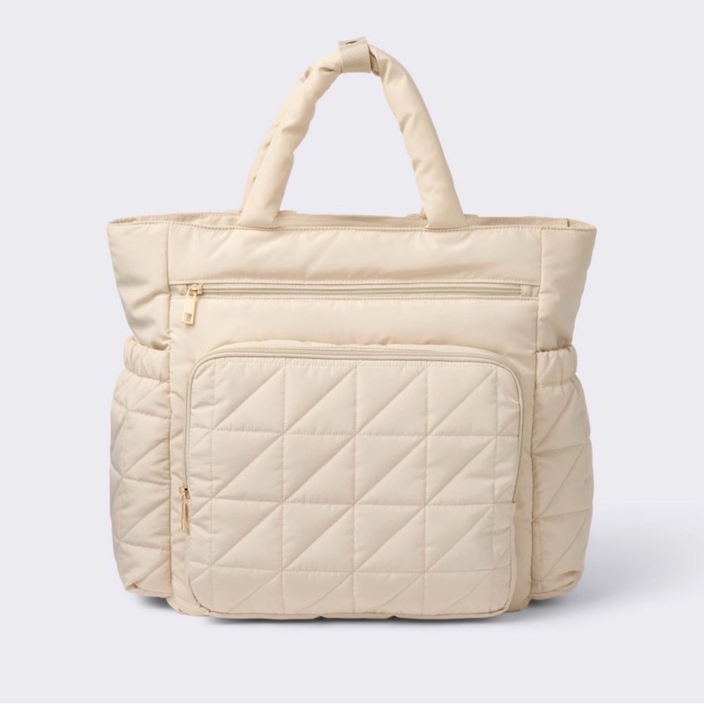 Quilted Diaper Backpack Tote - cream - Cloud Island